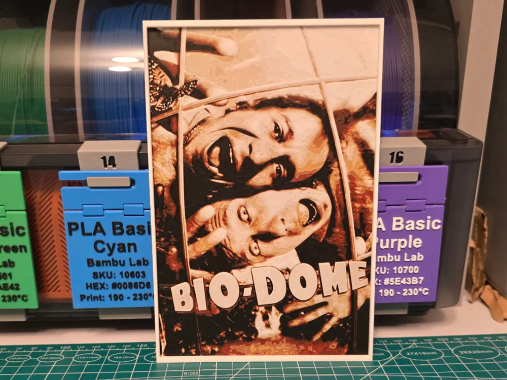 Bio-Dome Movie Poster - Hueforge Art by Lumpy3D HueForge model: Bio-Dome Movie Poster - Hueforge Art by Lumpy3D