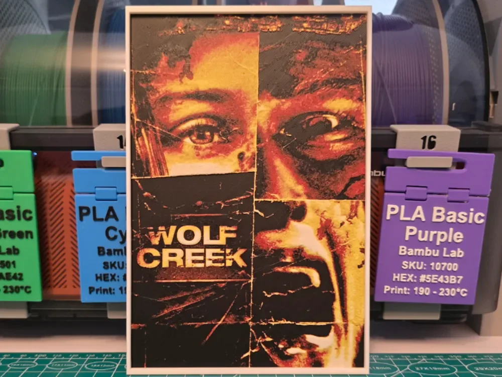 Wolf Creek Movie Poster - Hueforge Art by Lumpy3D HueForge model: Wolf Creek Movie Poster - Hueforge Art by Lumpy3D