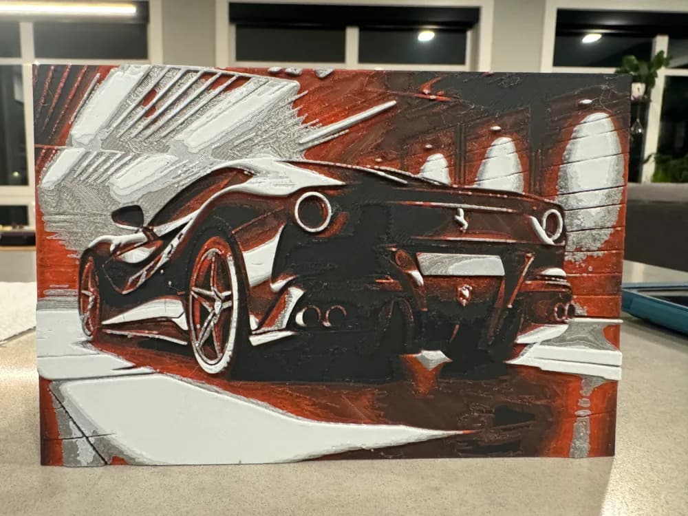 Ferrari F12 - 150x100 Hueforge by Canadian Gamer HueForge model: Ferrari F12 - 150x100 Hueforge by Canadian Gamer