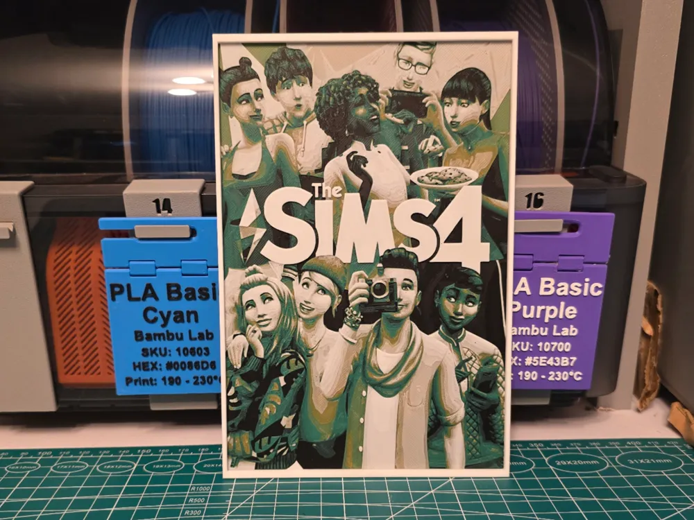 The Sims 4 Game Poster - Hueforge Art by Lumpy3D HueForge model: The Sims 4 Game Poster - Hueforge Art by Lumpy3D