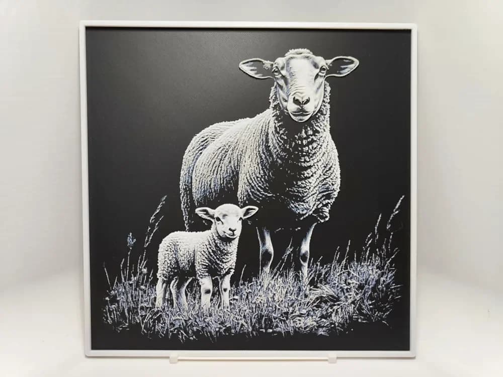 Sheep with Lamb - Hueforge by BeaN HueForge model: Sheep with Lamb - Hueforge by BeaN