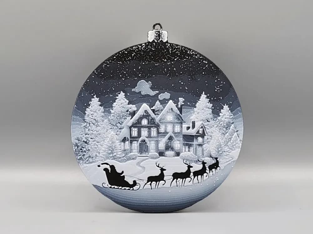 Santa Arrives Christmas Tree Ornament Decoration by Sarge HueForge model: Santa Arrives Christmas Tree Ornament Decoration by Sarge