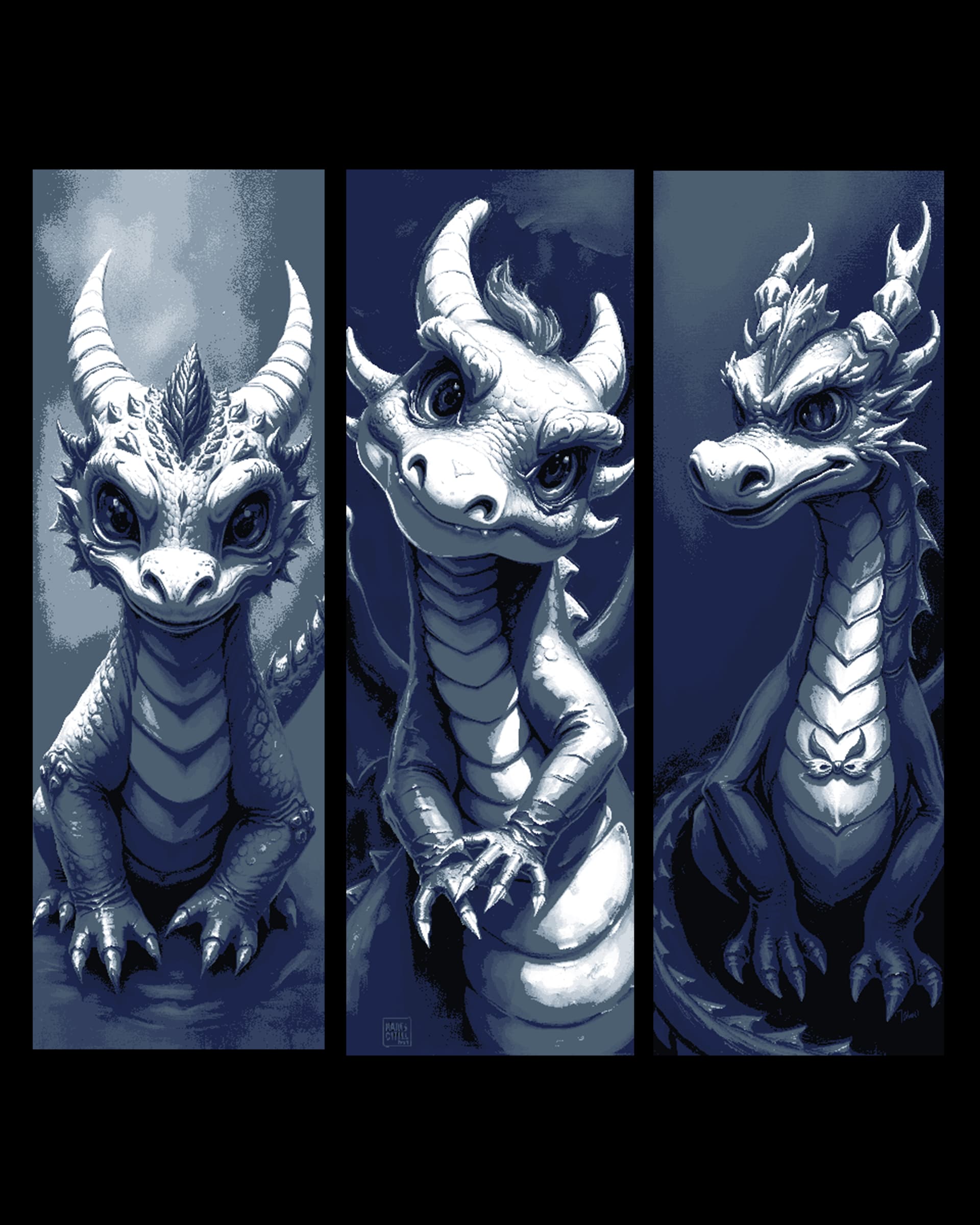 The curious little dragon is back at it - Set of Bookmarks by BooneCo3d HueForge model: The curious little dragon is back at it - Set of Bookmarks by BooneCo3d
