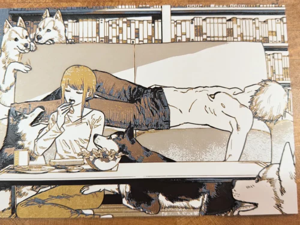 Chainsaw Man - Makima's Dog Couch by Pretty Okay Prints HueForge model: Chainsaw Man - Makima's Dog Couch by Pretty Okay Prints