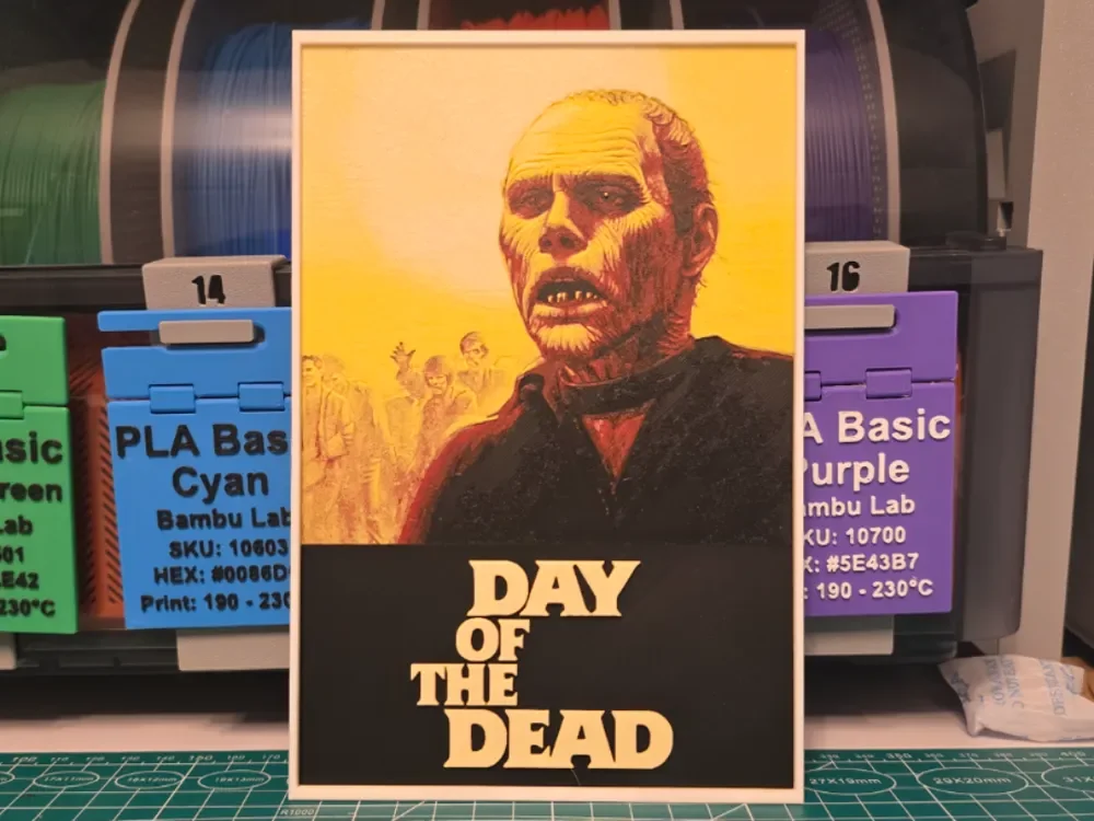 Day of the Dead Movie Poster - Hueforge Art by Lumpy3D HueForge model: Day of the Dead Movie Poster - Hueforge Art by Lumpy3D