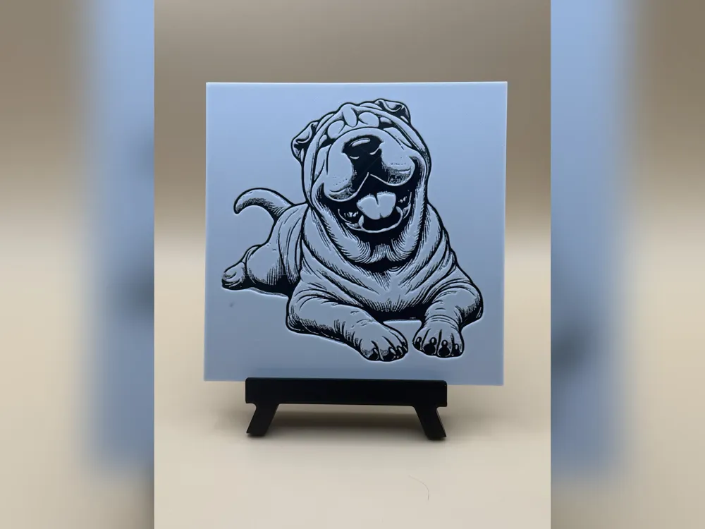 Happy Shar Pei Sketch HueForge Print Happy Shar Pei Sketch HueForge Print