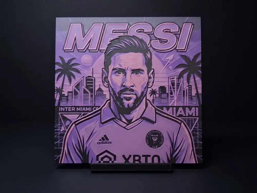 Miami Messi - 3 Colour Wall Art by LED HueForge model: Miami Messi - 3 Colour Wall Art by LED