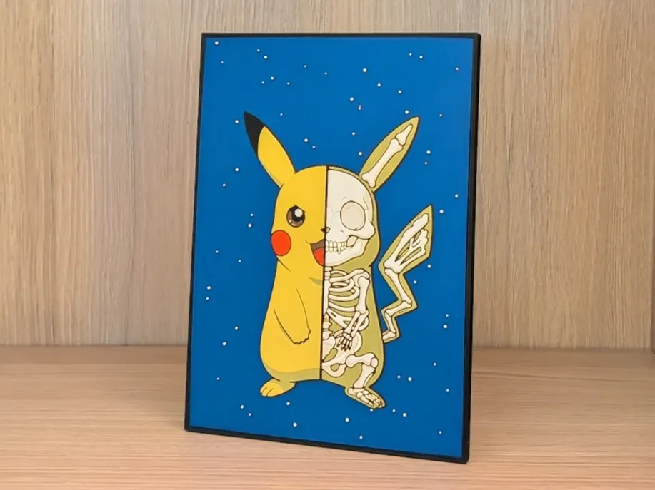 Pikachu 50/50 Hueforge & Frame by Nextopia HueForge model: Pikachu 50/50 Hueforge & Frame by Nextopia