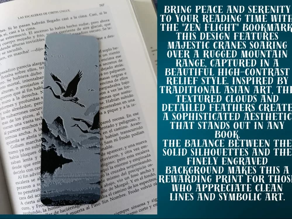 Japanese Cranes & Mountains Bookmark Japanese Cranes & Mountains Bookmark