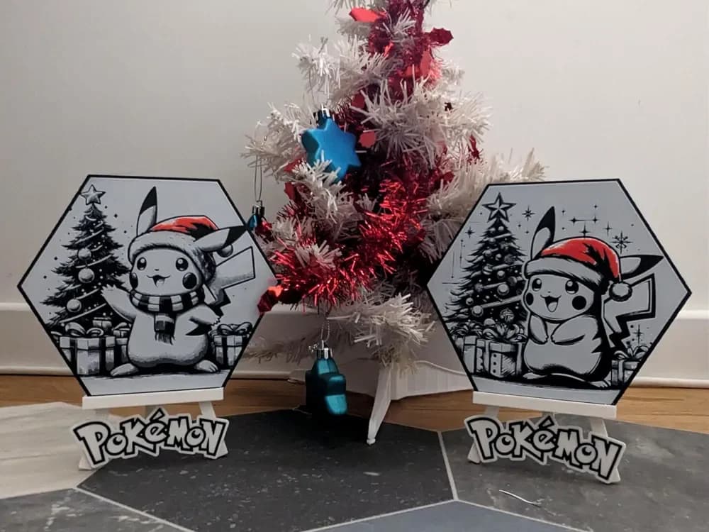 Christmas Pokemon PIKACHU Hueforge Hex by Seb3D HueForge model: Christmas Pokemon PIKACHU Hueforge Hex by Seb3D