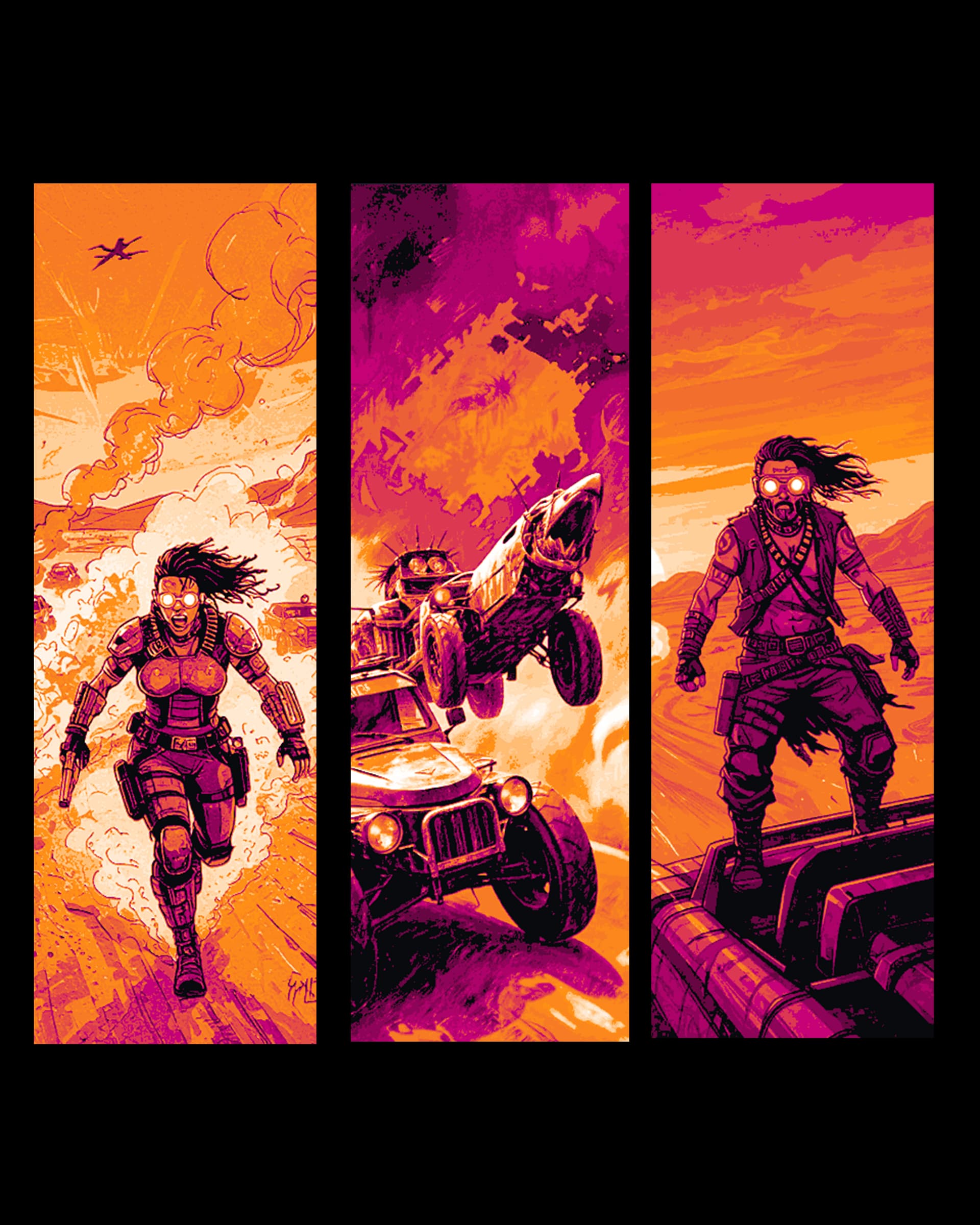 Driving the desert after the apocalypse - Mad Max Style set of bookmarks by BooneCo3d HueForge model: Driving the desert after the apocalypse - Mad Max Style set of bookmarks by BooneCo3d