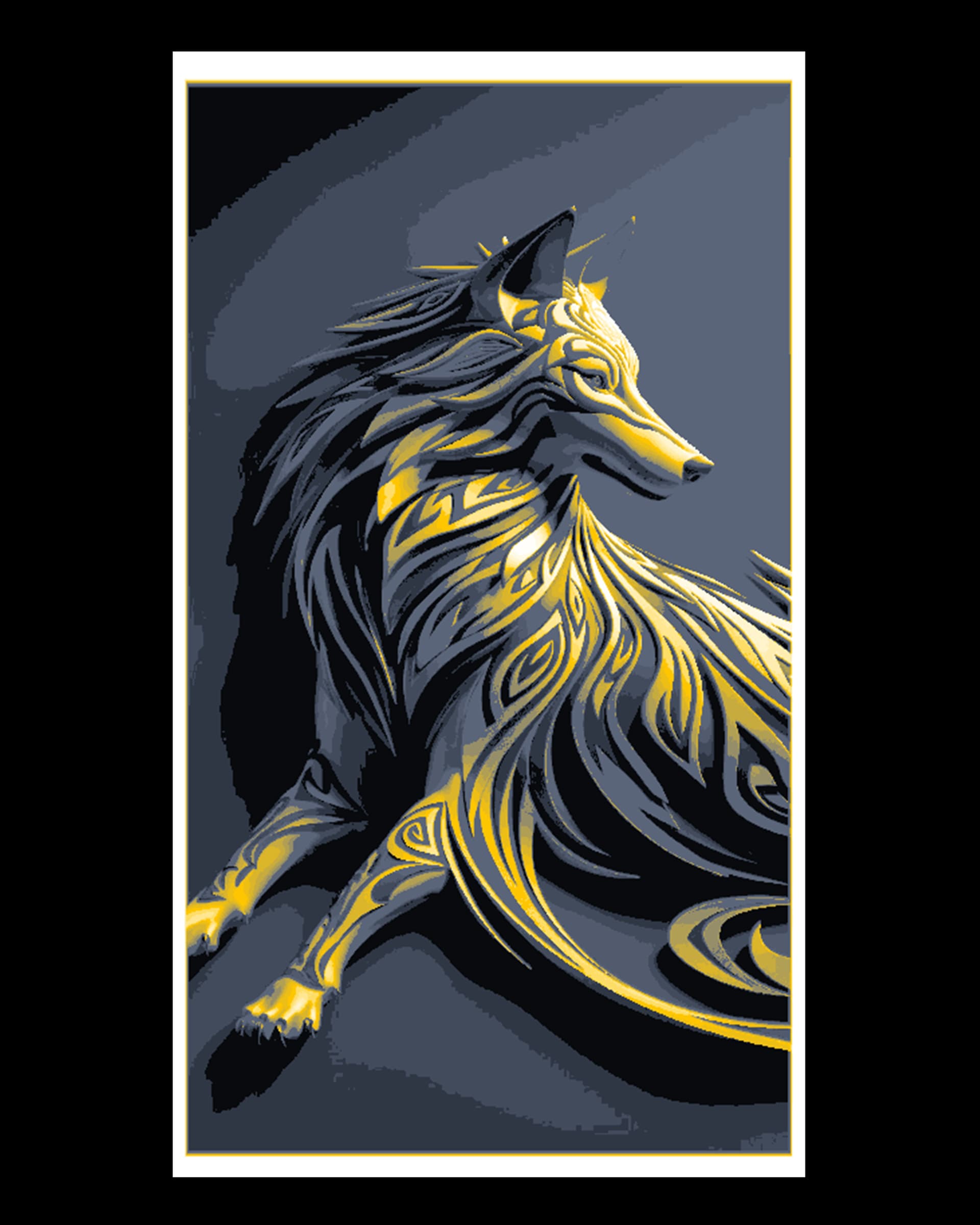 Interior Design Wall Art - Lines and Shapes for the Wolf - Hueforge Art by BooneCo3d HueForge model: Interior Design Wall Art - Lines and Shapes for the Wolf - Hueforge Art by BooneCo3d
