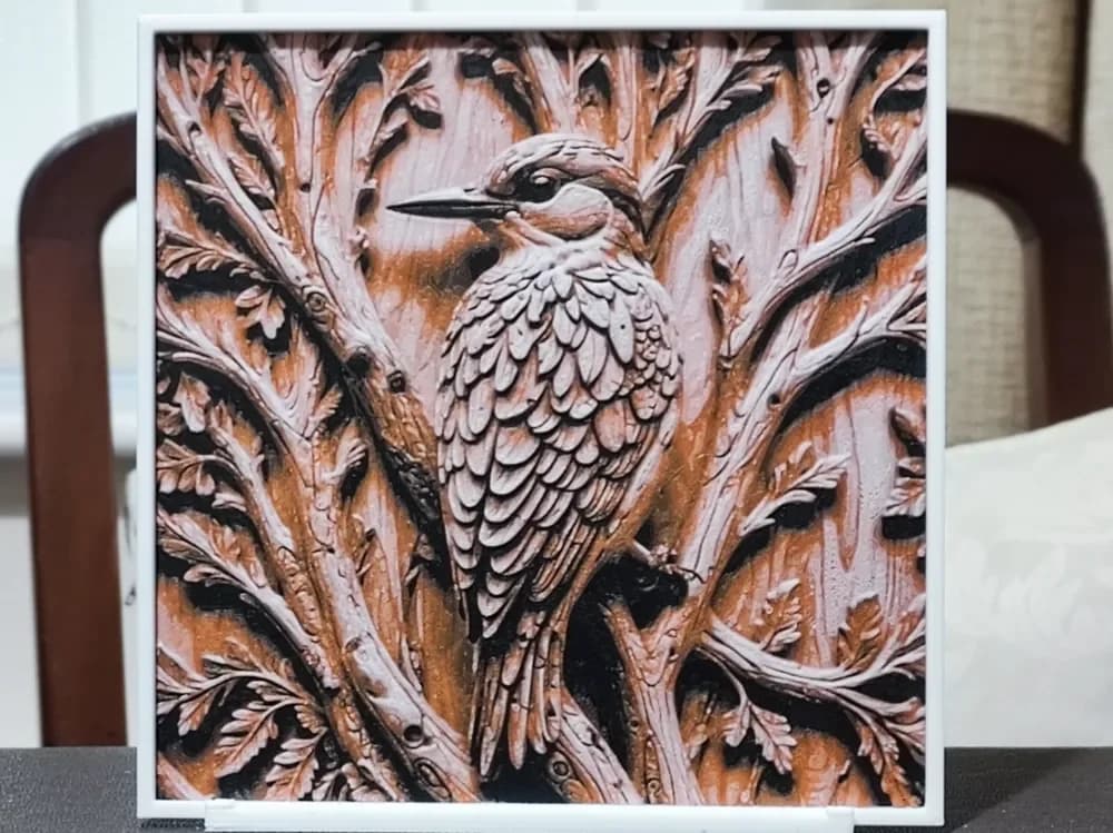 Wood Carving Woodpecker - HueForge 3 Color by BoDad HueForge model: Wood Carving Woodpecker - HueForge 3 Color by BoDad