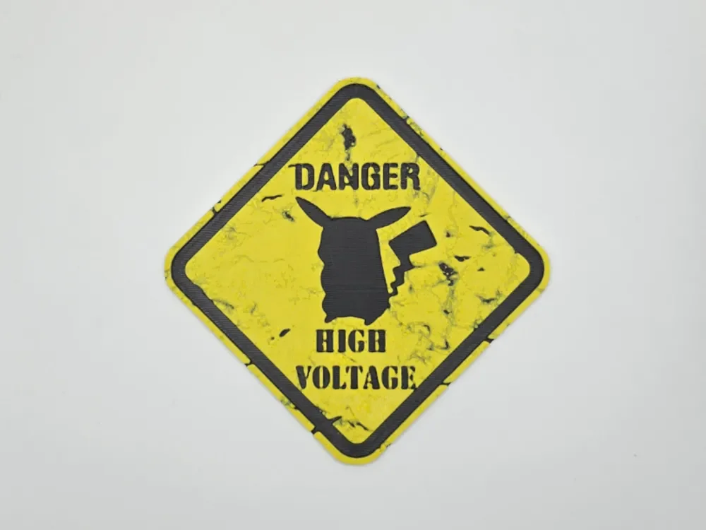 Sign Danger High Voltage Pikachu by Kactus Fpv HueForge model: Sign Danger High Voltage Pikachu by Kactus Fpv