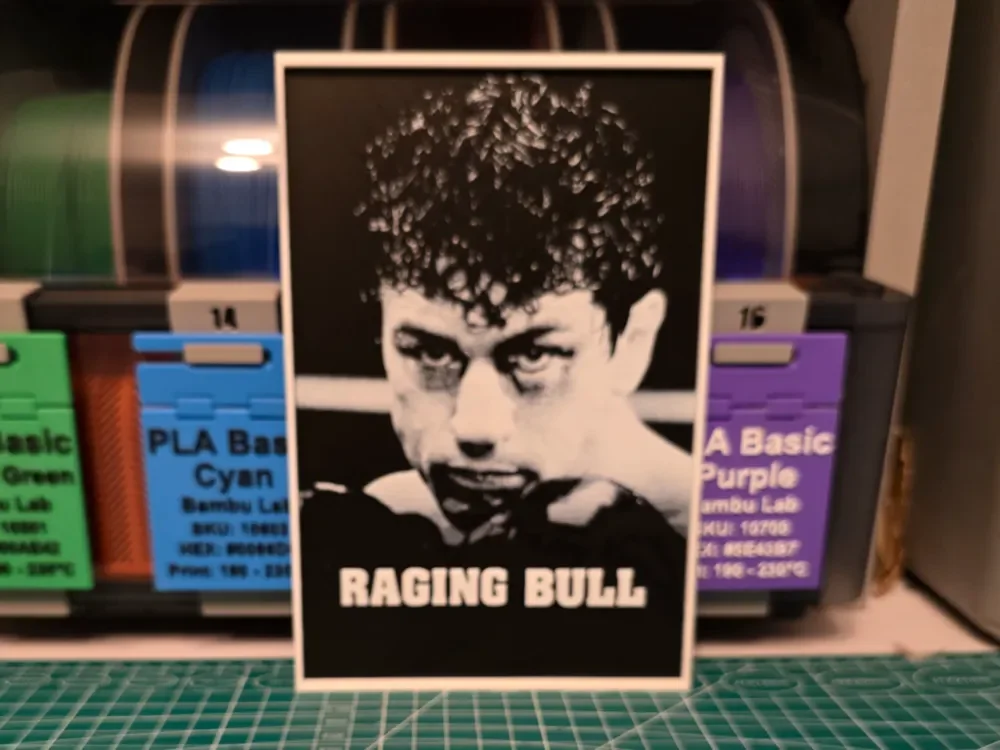 Raging Bull Movie Poster - Hueforge Art by Lumpy3D HueForge model: Raging Bull Movie Poster - Hueforge Art by Lumpy3D