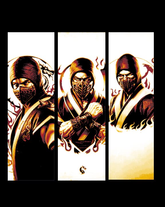 Fan Art set of Bookmarks - Scorpion from the Game Mortal Kombat by BooneCo3d HueForge model: Fan Art set of Bookmarks - Scorpion from the Game Mortal Kombat by BooneCo3d