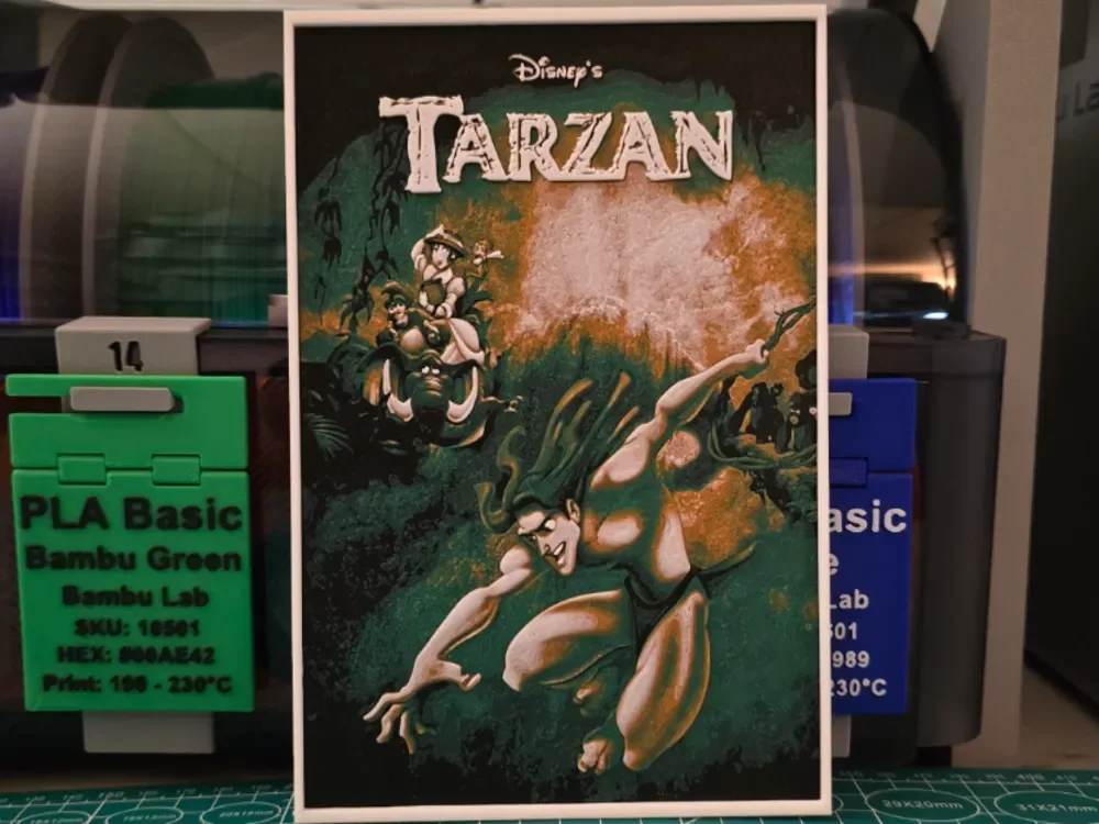 Tarzan Movie Poster - Hueforge Art by Lumpy3D HueForge model: Tarzan Movie Poster - Hueforge Art by Lumpy3D