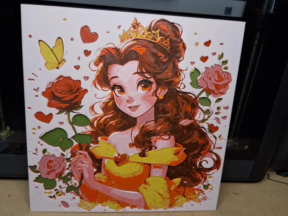 Princess belle v2 - 4 colour hueforge by 3dGlow HueForge model: Princess belle v2 - 4 colour hueforge by 3dGlow