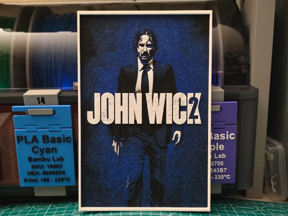 John Wick Chapter 2 Movie Poster - Hueforge Art by Lumpy3D HueForge model: John Wick Chapter 2 Movie Poster - Hueforge Art by Lumpy3D
