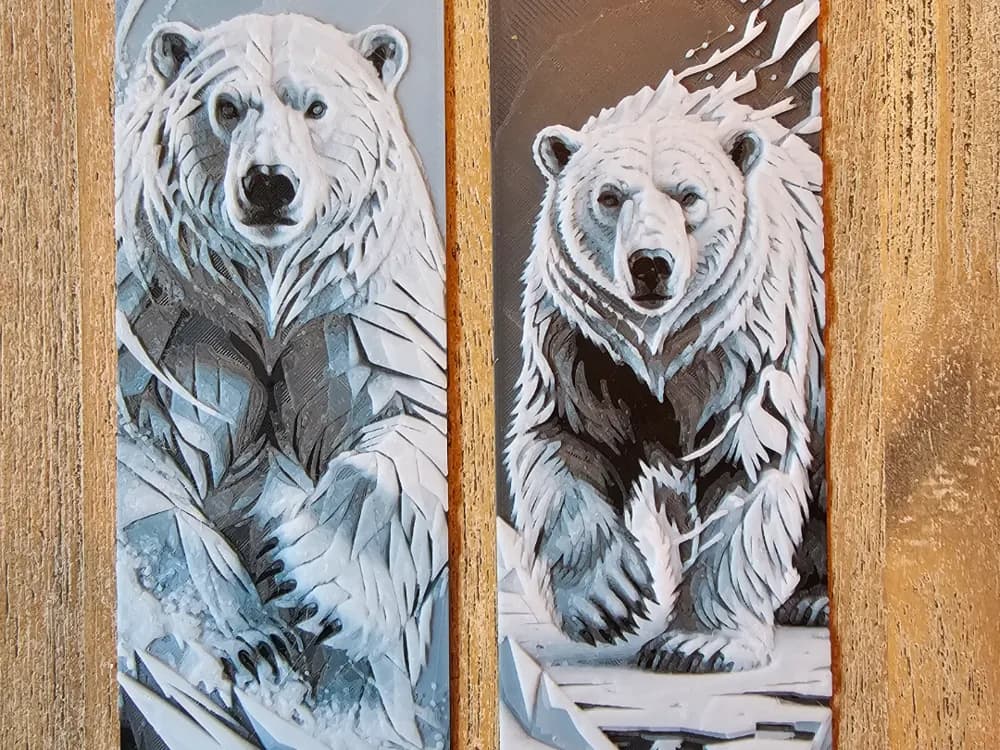 ICE Bear Set of 2 Bookmarks, Papercut style by BLUSH Designs HueForge model: ICE Bear Set of 2 Bookmarks, Papercut style by BLUSH Designs