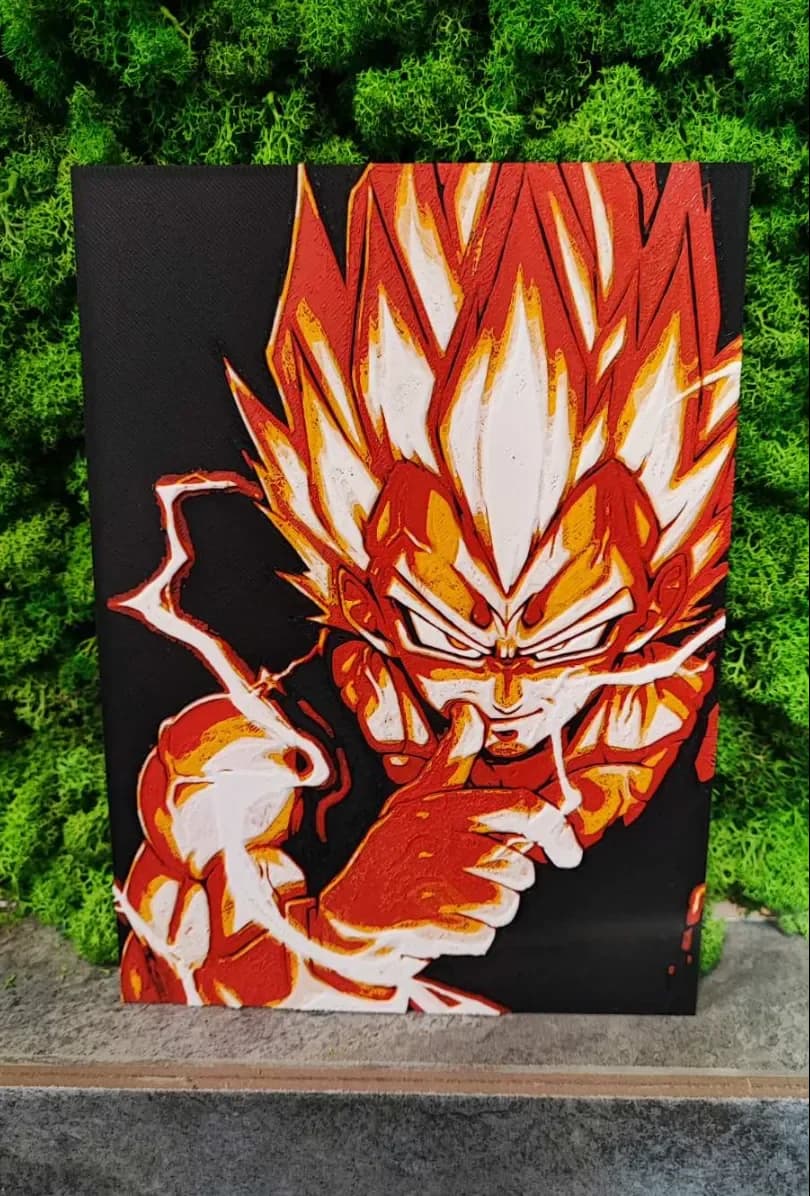 Vegeta fired Up by Garuda3D HueForge model: Vegeta fired Up by Garuda3D