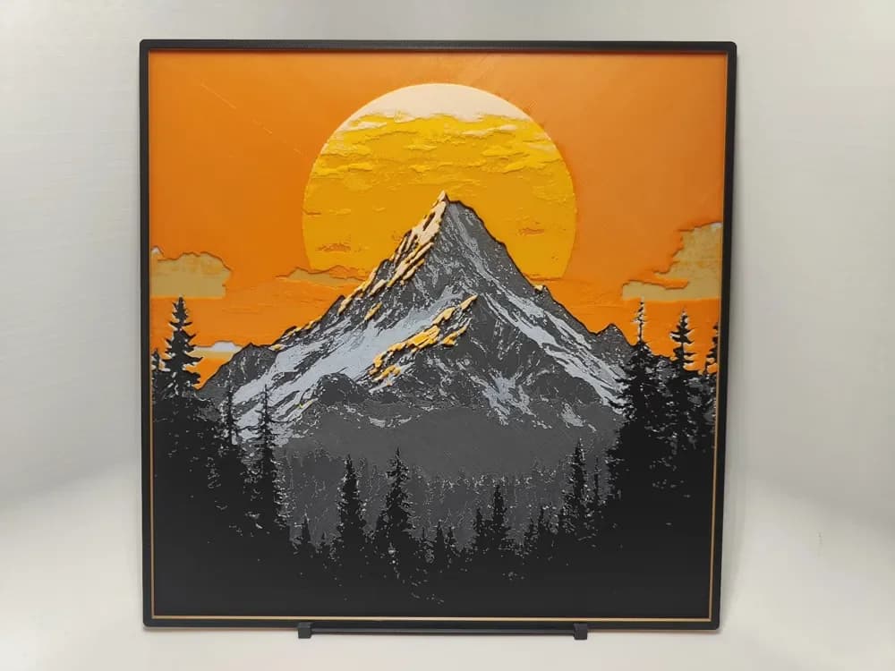 Mountain at sunset - Hueforge