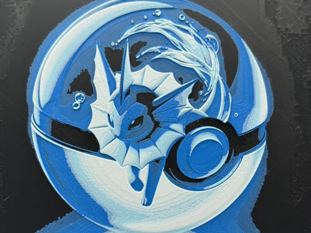 Vaporeon - Pokeball Hueforge by Canadian Gamer HueForge model: Vaporeon - Pokeball Hueforge by Canadian Gamer