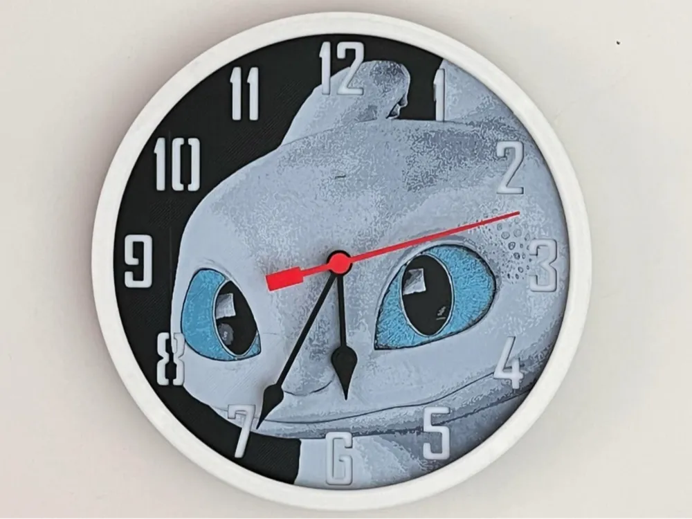 Customizable Clock - Light Fury by 3djd HueForge model: Customizable Clock - Light Fury by 3djd