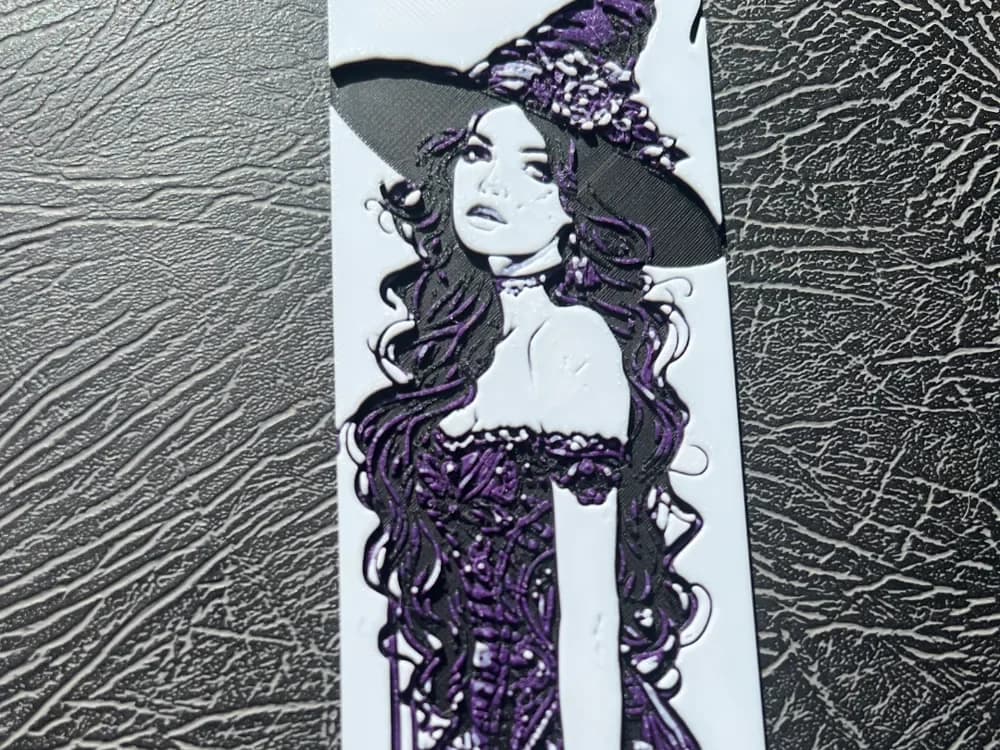Beautiful witch bookmark FREE COMMERCIAL LICENSE by Leafy HueForge model: Beautiful witch bookmark FREE COMMERCIAL LICENSE by Leafy