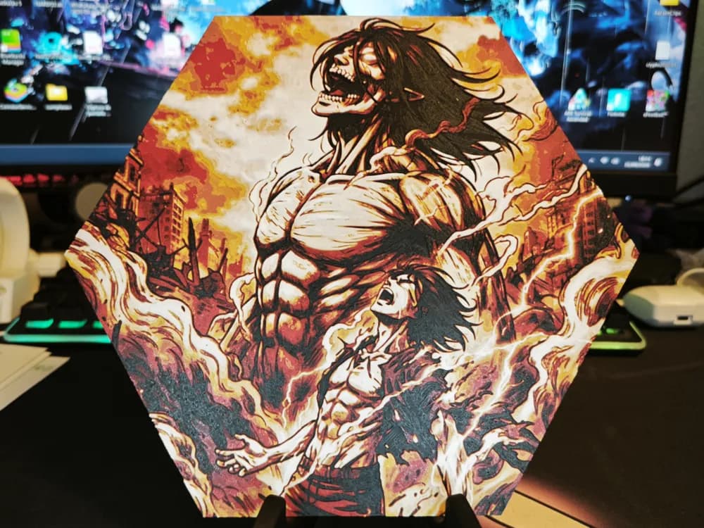 Hueforge Eren (Attack on Titan) in honeycomb mode Hueforge Eren (Attack on Titan) in honeycomb mode