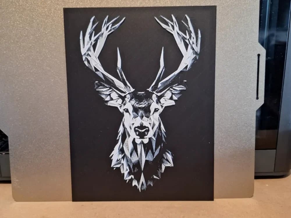 Geometric Stag Head - Hueforge by 3dGlow HueForge model: Geometric Stag Head - Hueforge by 3dGlow