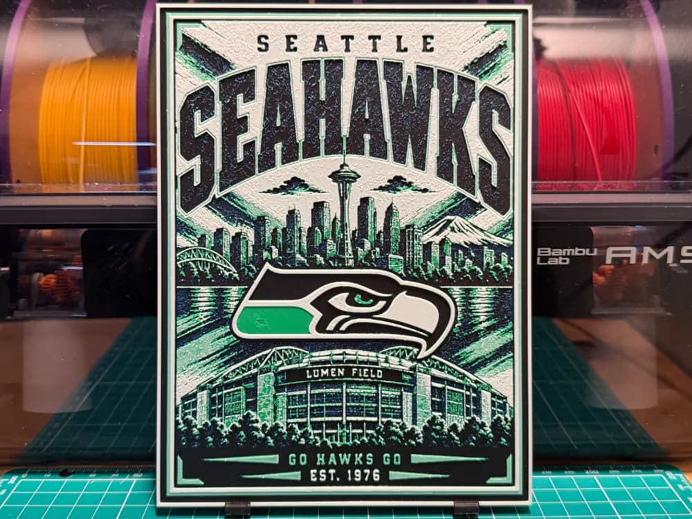 Seahawks Poster by liv_3d HueForge model: Seahawks Poster by liv_3d