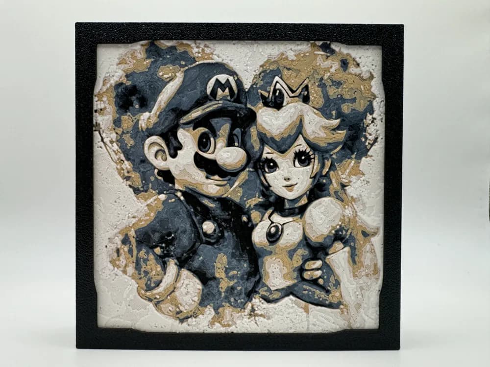 Mario and Princess Peach - Hueforge by Canadian Gamer HueForge model: Mario and Princess Peach - Hueforge by Canadian Gamer