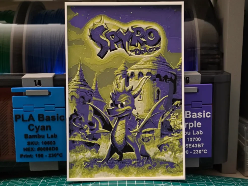Spyro the Dragon Poster - Hueforge Art by Lumpy3D HueForge model: Spyro the Dragon Poster - Hueforge Art by Lumpy3D