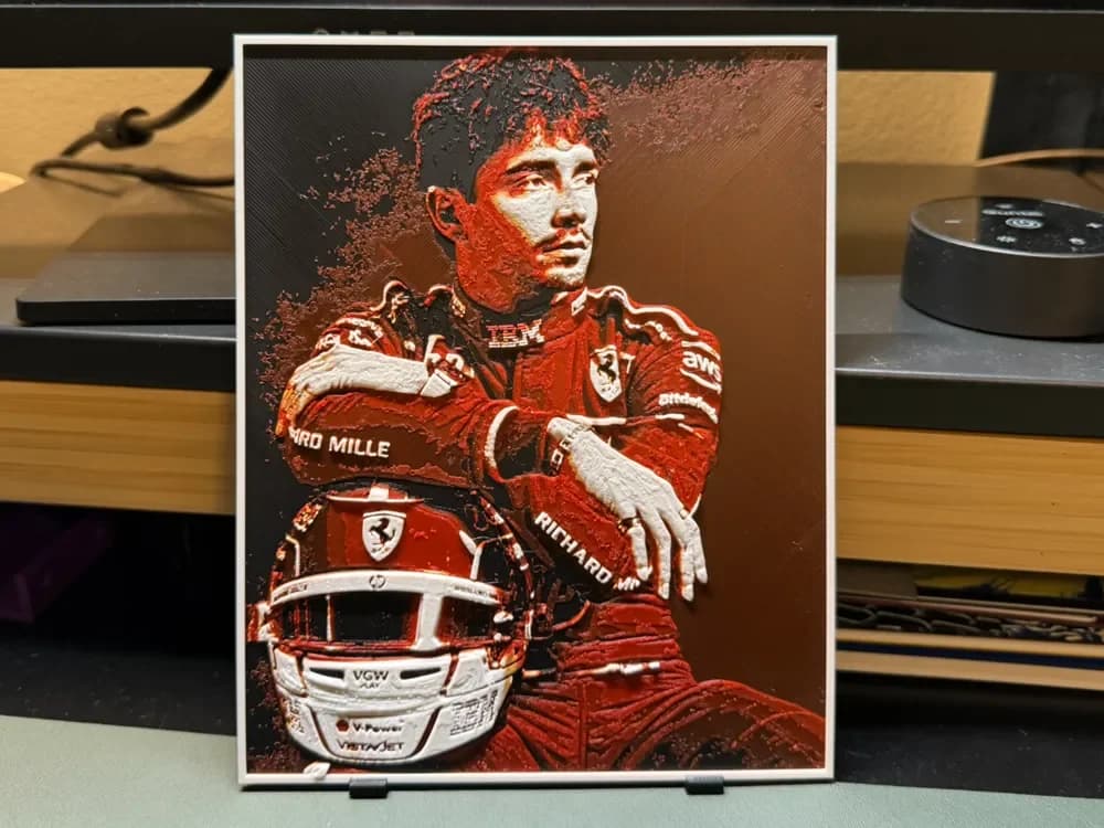 Charles Leclerc F1 HueForge by liv_3d HueForge model: Charles Leclerc F1 HueForge by liv_3d