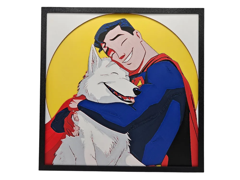 HueForge model: Superman and Krypto by BusyKikiBee
