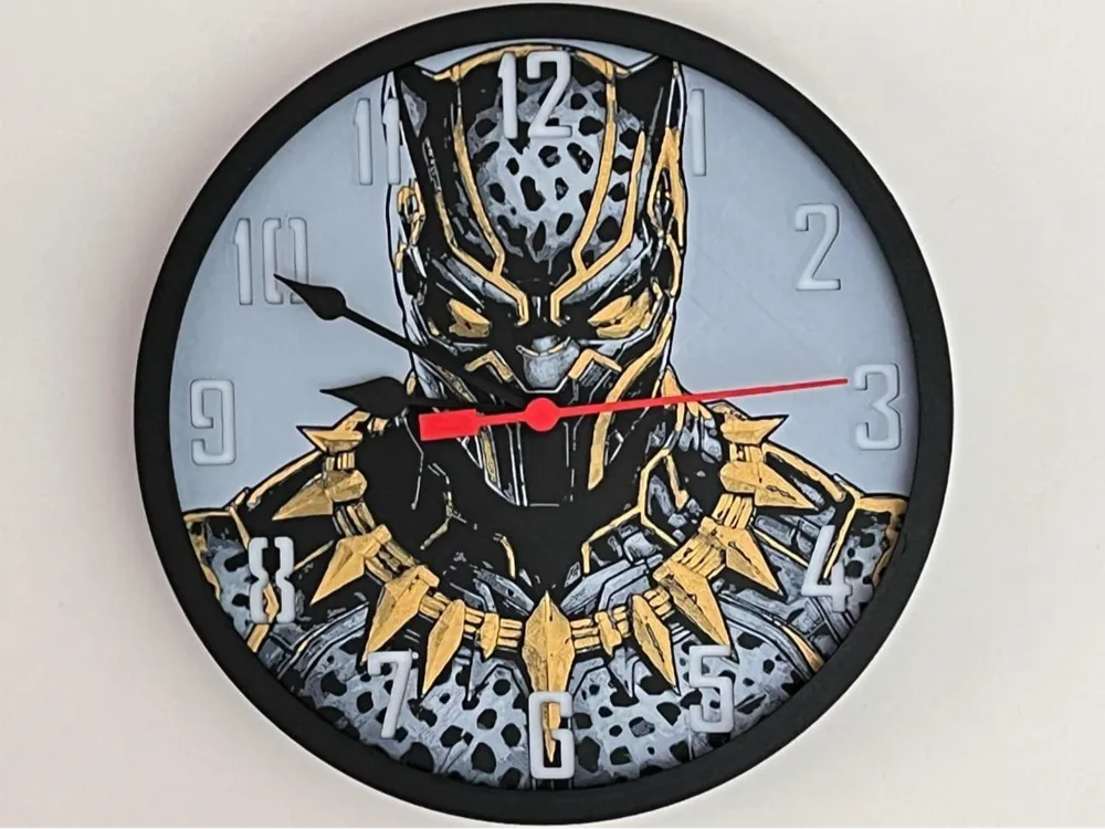Customizable Clock - Black Panther by 3djd HueForge model: Customizable Clock - Black Panther by 3djd