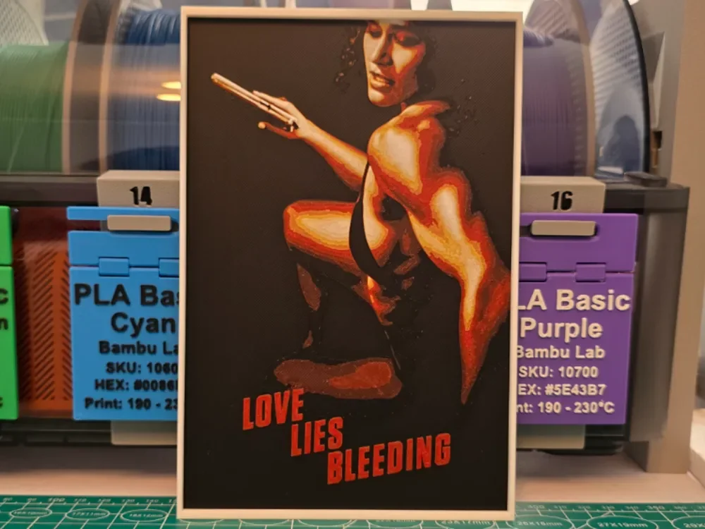 Love Lies Bleeding Movie Poster - Hueforge Art by Lumpy3D HueForge model: Love Lies Bleeding Movie Poster - Hueforge Art by Lumpy3D