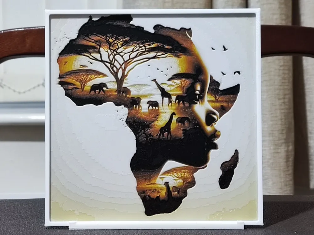 Double Exposure Out Of Africa - 4 Color HueForge by BoDad HueForge model: Double Exposure Out Of Africa - 4 Color HueForge by BoDad