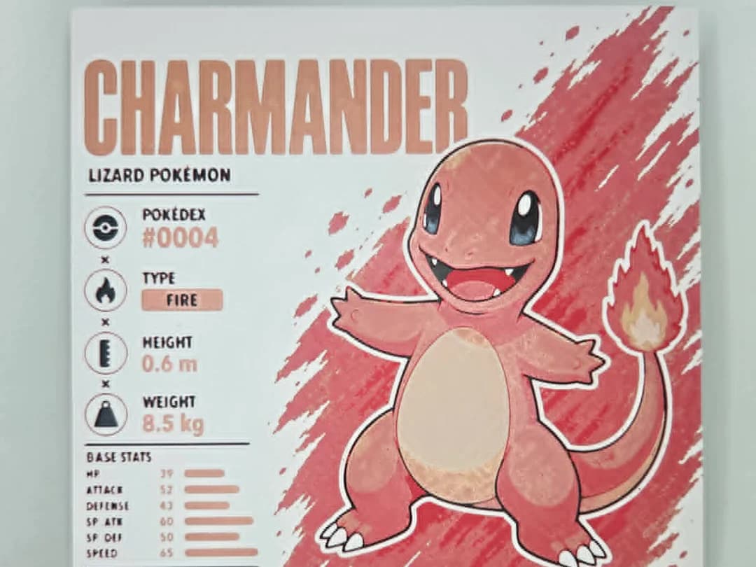 Charmander Infographic Hueforge by 3Ree Printing HueForge model: Charmander Infographic Hueforge by 3Ree Printing