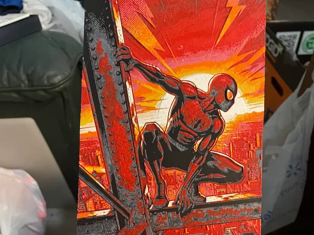 Spiderman at Sunset Hueforge by Advancedtechworldwide HueForge model: Spiderman at Sunset Hueforge by Advancedtechworldwide