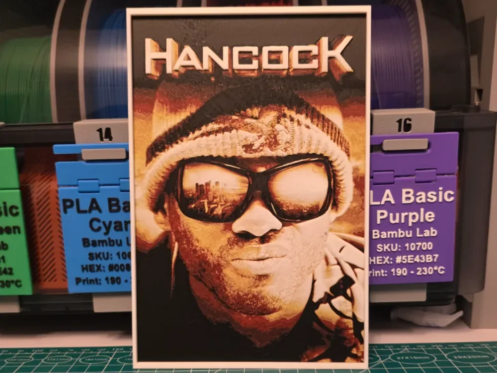 Hancock Movie Poster - Hueforge Art by Lumpy3D HueForge model: Hancock Movie Poster - Hueforge Art by Lumpy3D