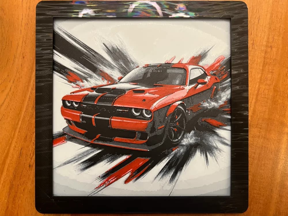 HueForge model: Dodge Challenger by JustBe 3D Printing