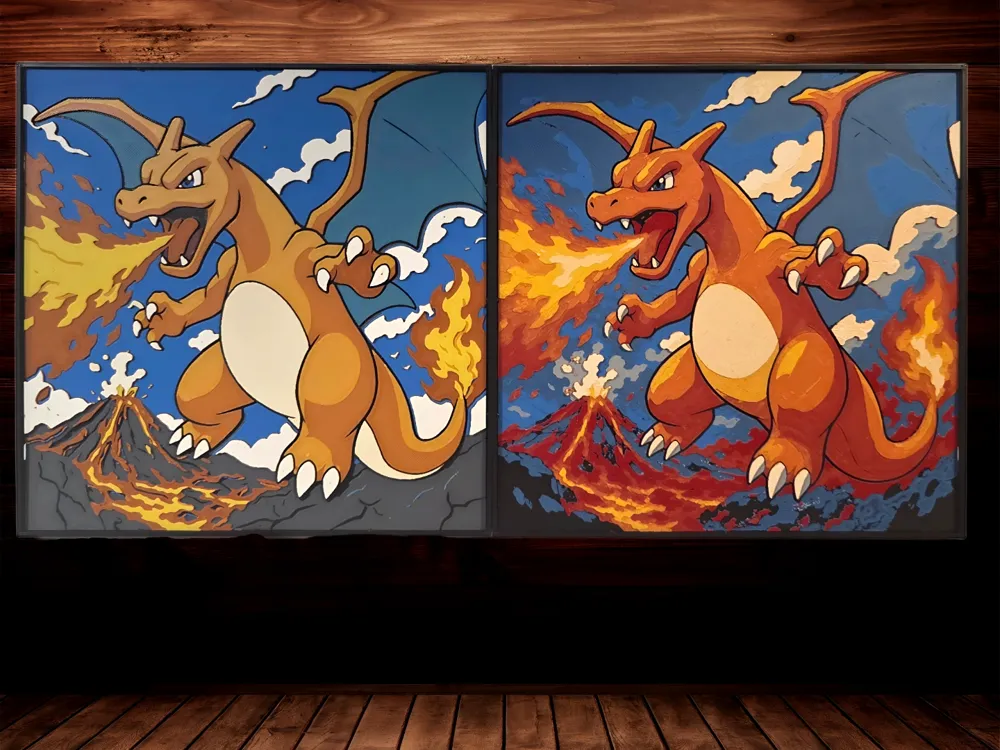 Normal and Acrylic Charizard (2 Print Profiles) by Side Quest Hues HueForge model: Normal and Acrylic Charizard (2 Print Profiles) by Side Quest Hues
