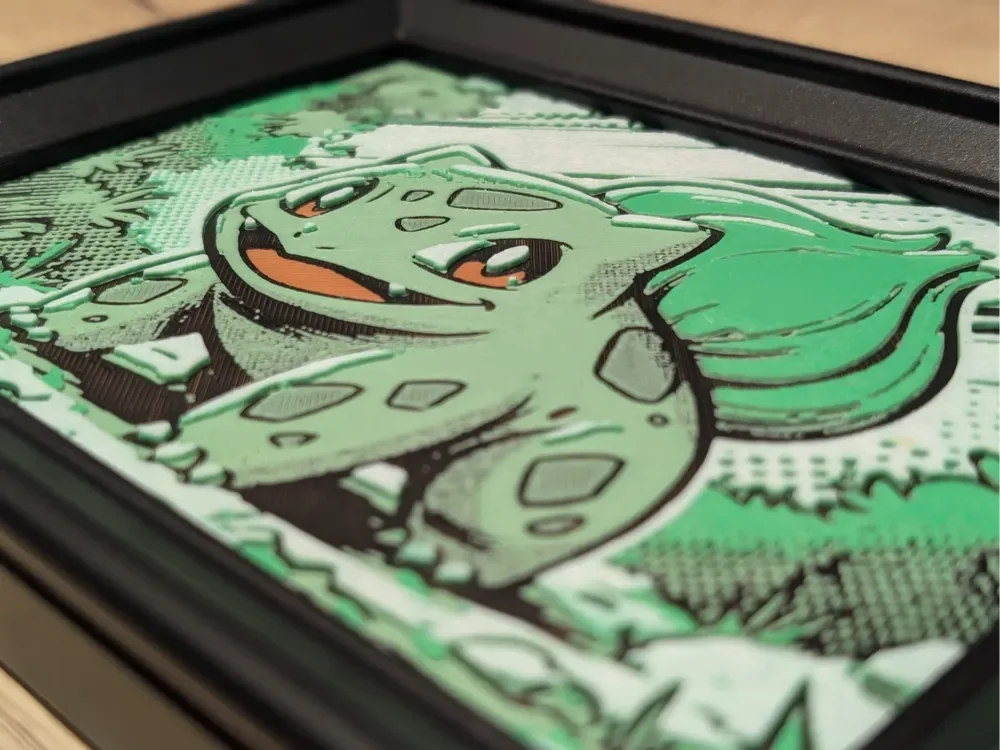 Bulbasaur Hueforge 7x5 by Nextopia HueForge model: Bulbasaur Hueforge 7x5 by Nextopia