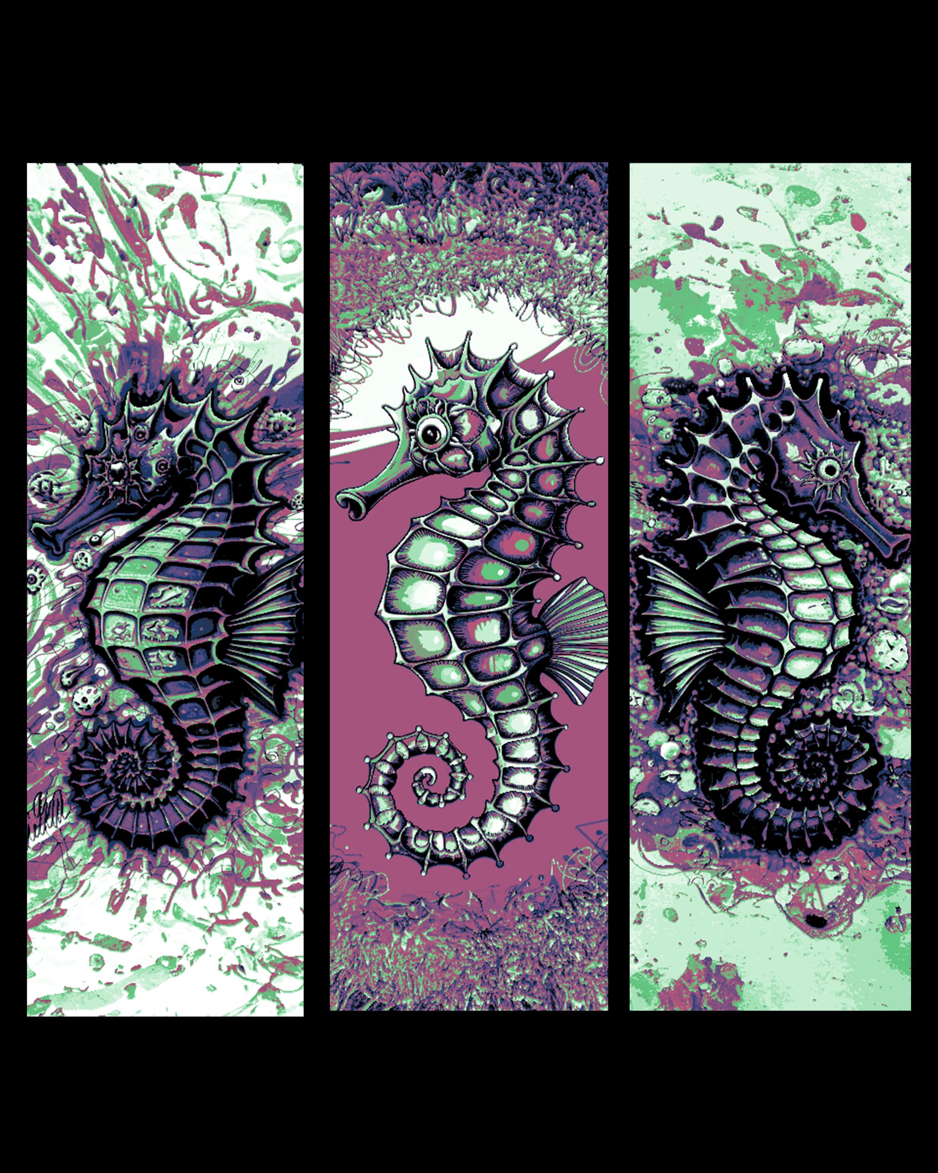 Funky Seahorses - Set of Bookmarks Funky Seahorses - Set of Bookmarks