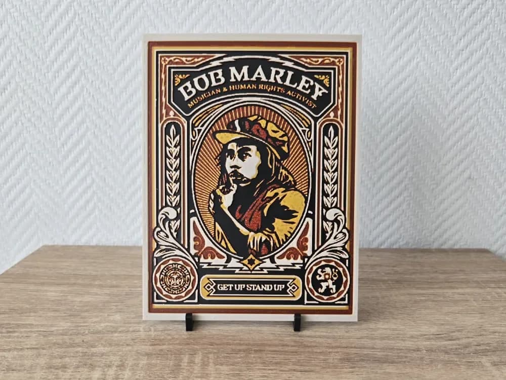 Bob Marley Obey street art Hueforge by Kactus Fpv HueForge model: Bob Marley Obey street art Hueforge by Kactus Fpv