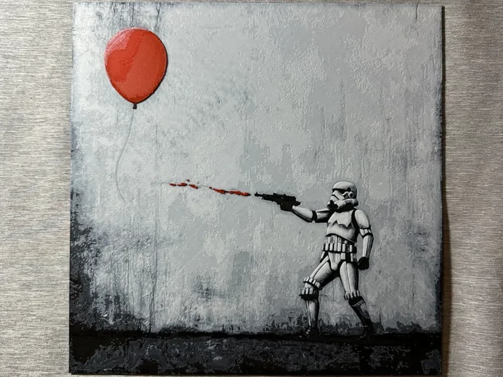 Banksy Inspired Stormtrooper Red Balloon Hueforge by Hey Ben HueForge model: Banksy Inspired Stormtrooper Red Balloon Hueforge by Hey Ben