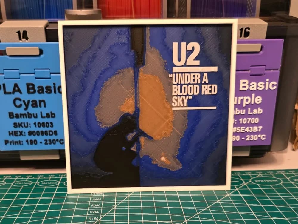 HueForge model: U2 "Under a Blood Red Sky" Album - Hueforge Art by Lumpy3D