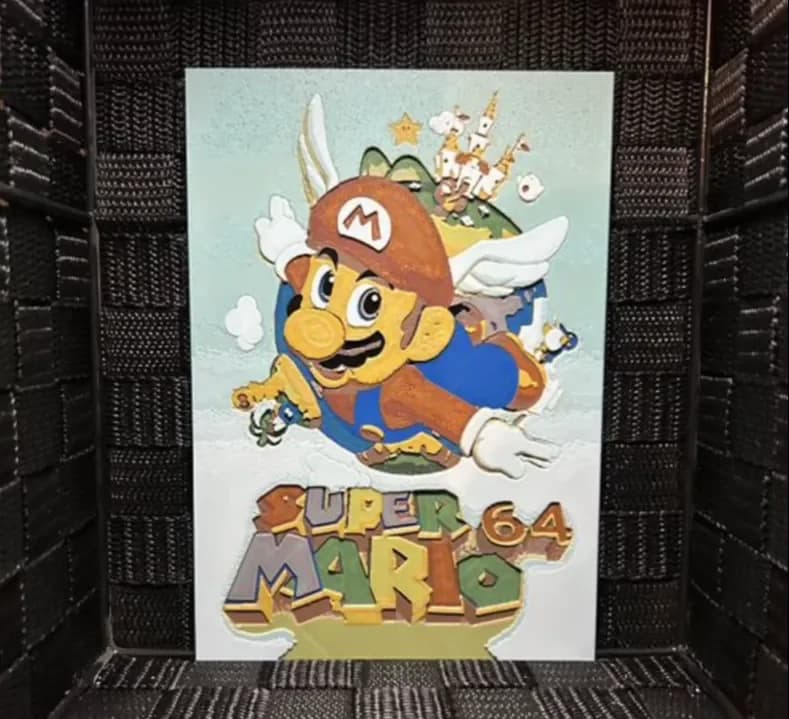 Hueforge Game Post - Super Mario 64 - by JoDau HueForge model: Hueforge Game Post - Super Mario 64 - by JoDau